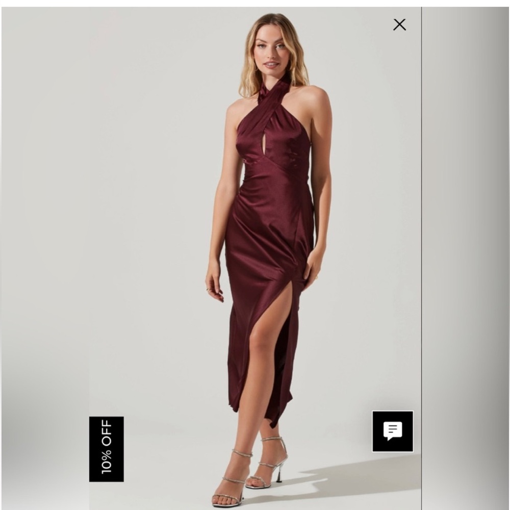 ASTR the Label Marissa Satin Halter Neck Midi Dress